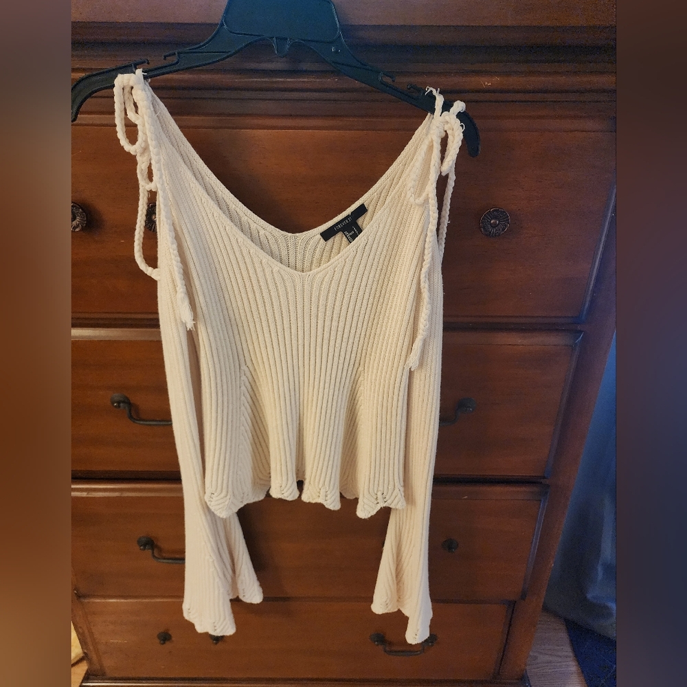 Forever 21 Cream Ribbed Knit Tank